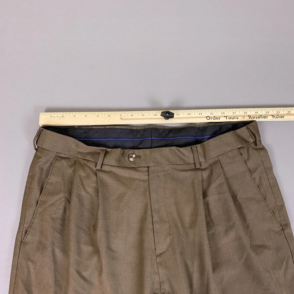 Croft & Barrow Dress Pants Men's 40x30 Brown Pleated Cuffed Trousers Business‎